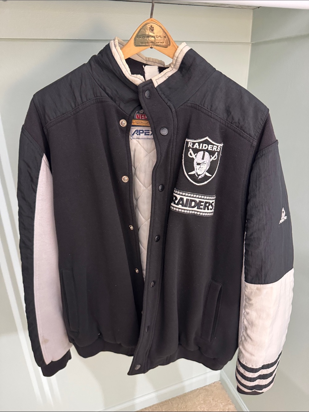 Apex Black and White Raiders Varsity Bomber Jacket